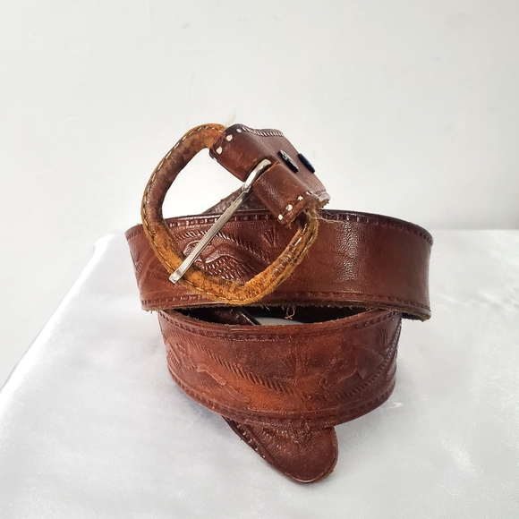 Other - Vintage Men's Brown Western Leather Belt